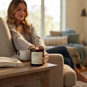 Leoben Co Jasmine‎ Santal Candle 9 Oz 1 Wick Vegan Soy Wax Small Batch Gift